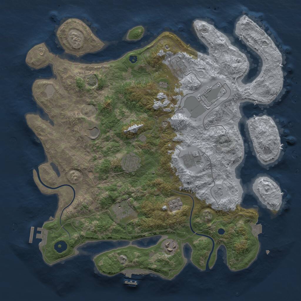Rust Map: Procedural Map, Size: 3700, Seed: 41341586, 14 Monuments
