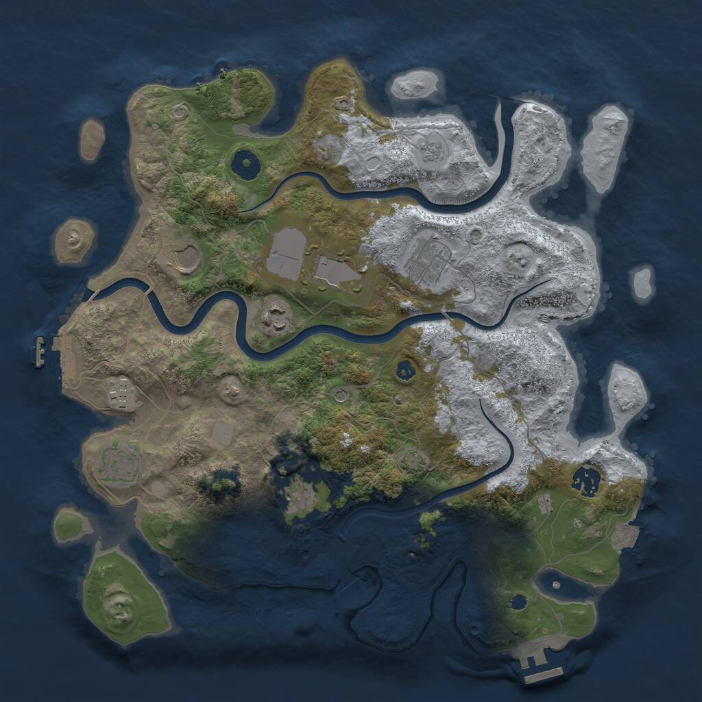Rust Map: Procedural Map, Size: 3650, Seed: 35363495, 14 Monuments