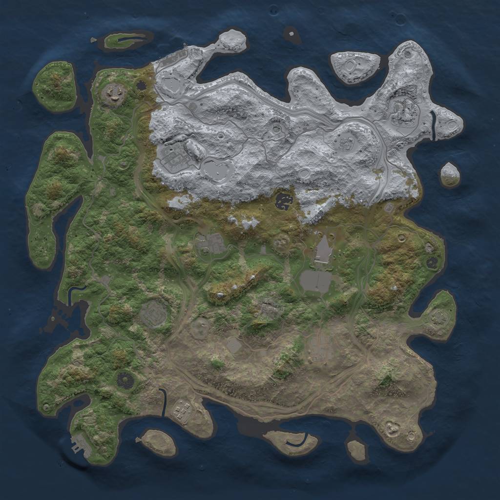 Rust Map: Procedural Map, Size: 4300, Seed: 82071115, 17 Monuments
