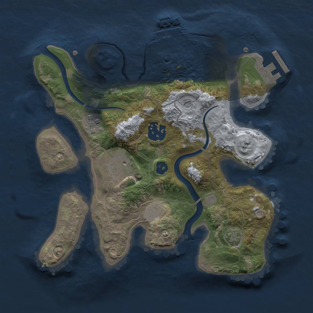 Rust Map: Procedural Map, Size: 2500, Seed: 9834765, 8 Monuments