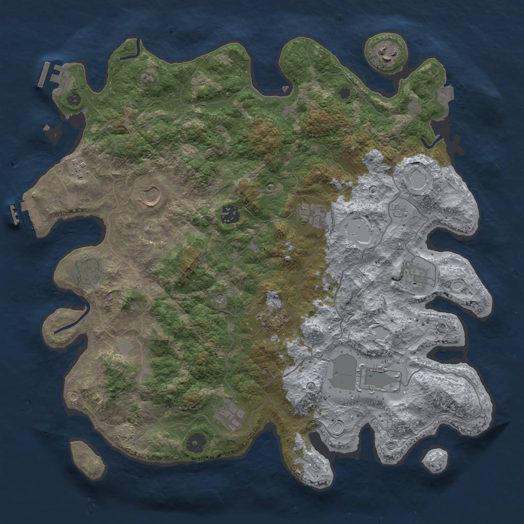 Rust Map: Procedural Map, Size: 4000, Seed: 2566, 18 Monuments