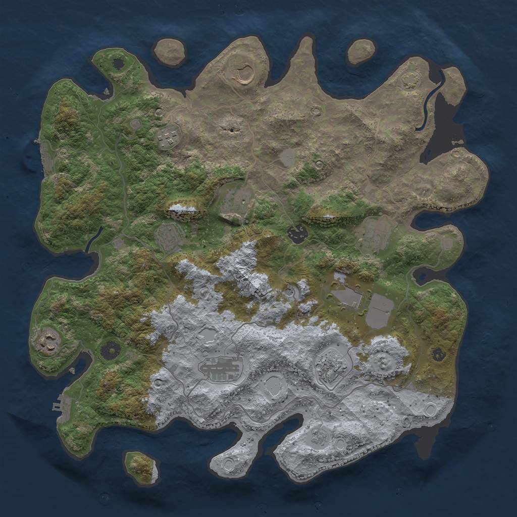 Rust Map: Procedural Map, Size: 4000, Seed: 50643659, 18 Monuments