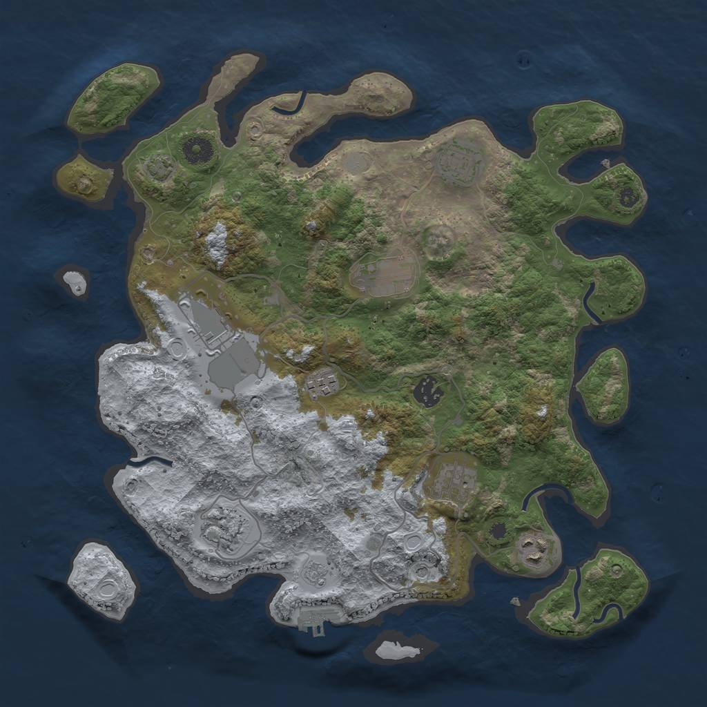 Rust Map: Procedural Map, Size: 3650, Seed: 34138936, 15 Monuments
