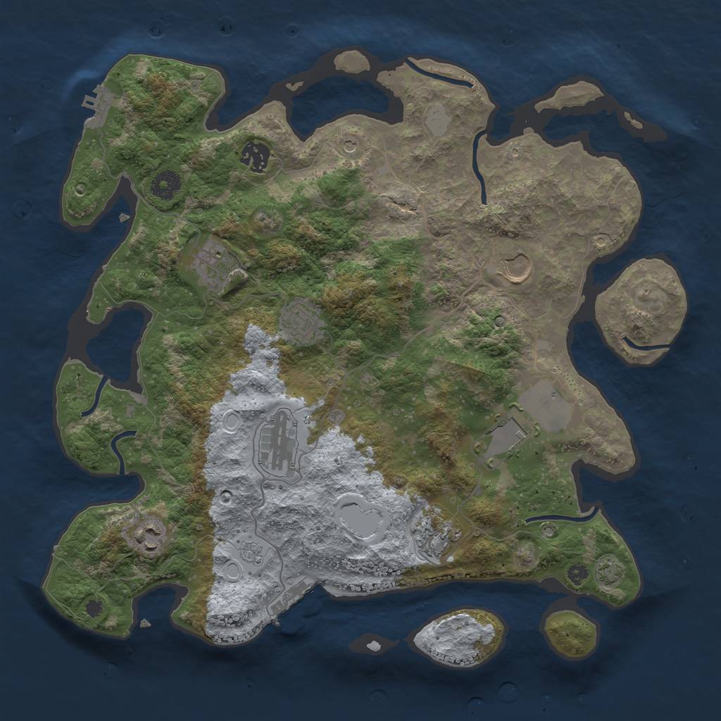 Rust Map: Procedural Map, Size: 3650, Seed: 90221859, 16 Monuments