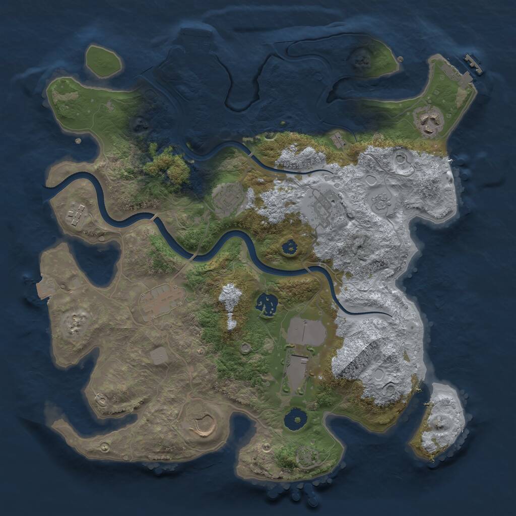 Rust Map: Procedural Map, Size: 3500, Seed: 544446561, 14 Monuments