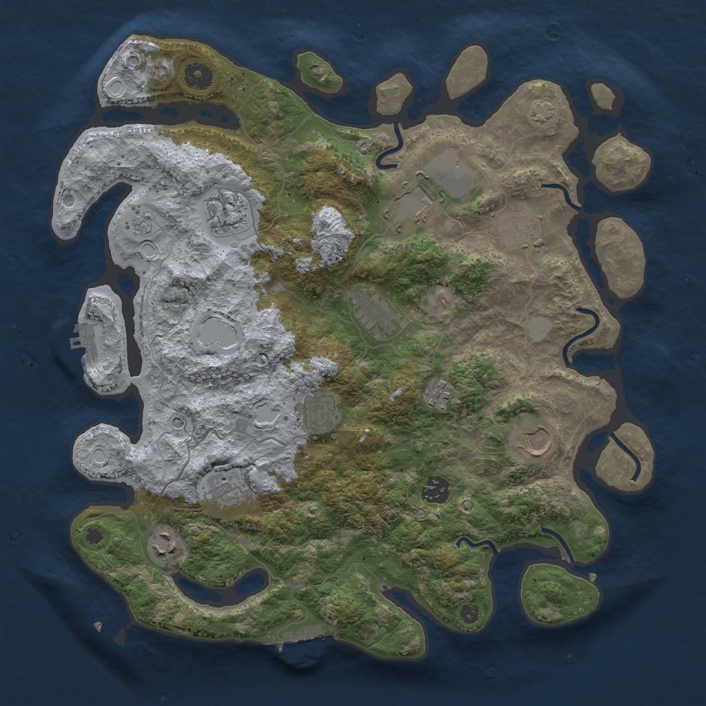 Rust Map: Procedural Map, Size: 3800, Seed: 55645977, 18 Monuments