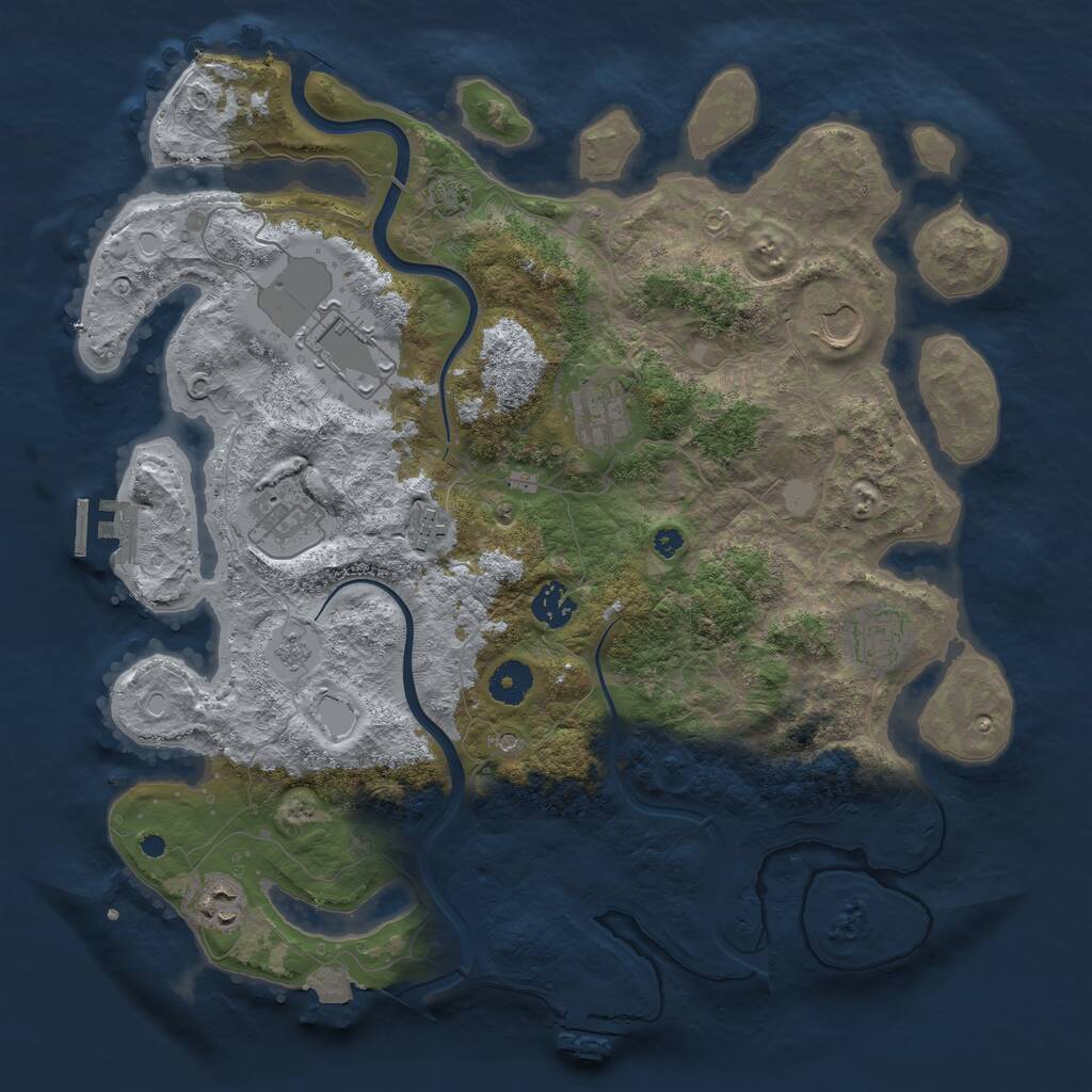 Rust Map: Procedural Map, Size: 3800, Seed: 55645977, 14 Monuments