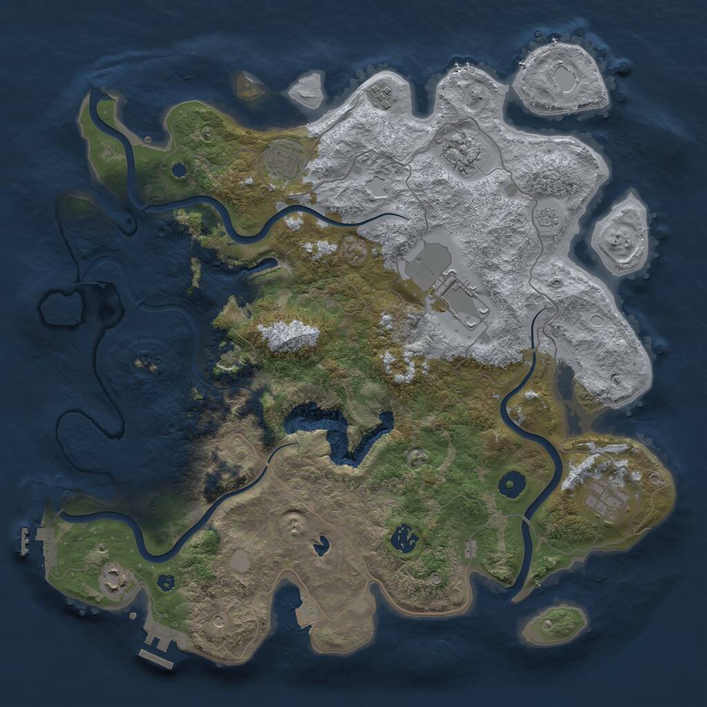 Rust Map: Procedural Map, Size: 4000, Seed: 1891526474, 13 Monuments
