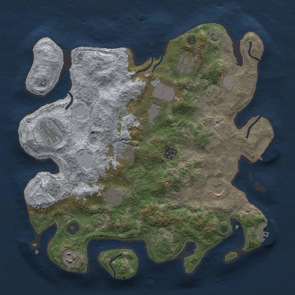 Rust Map: Procedural Map, Size: 3600, Seed: 12305, 17 Monuments