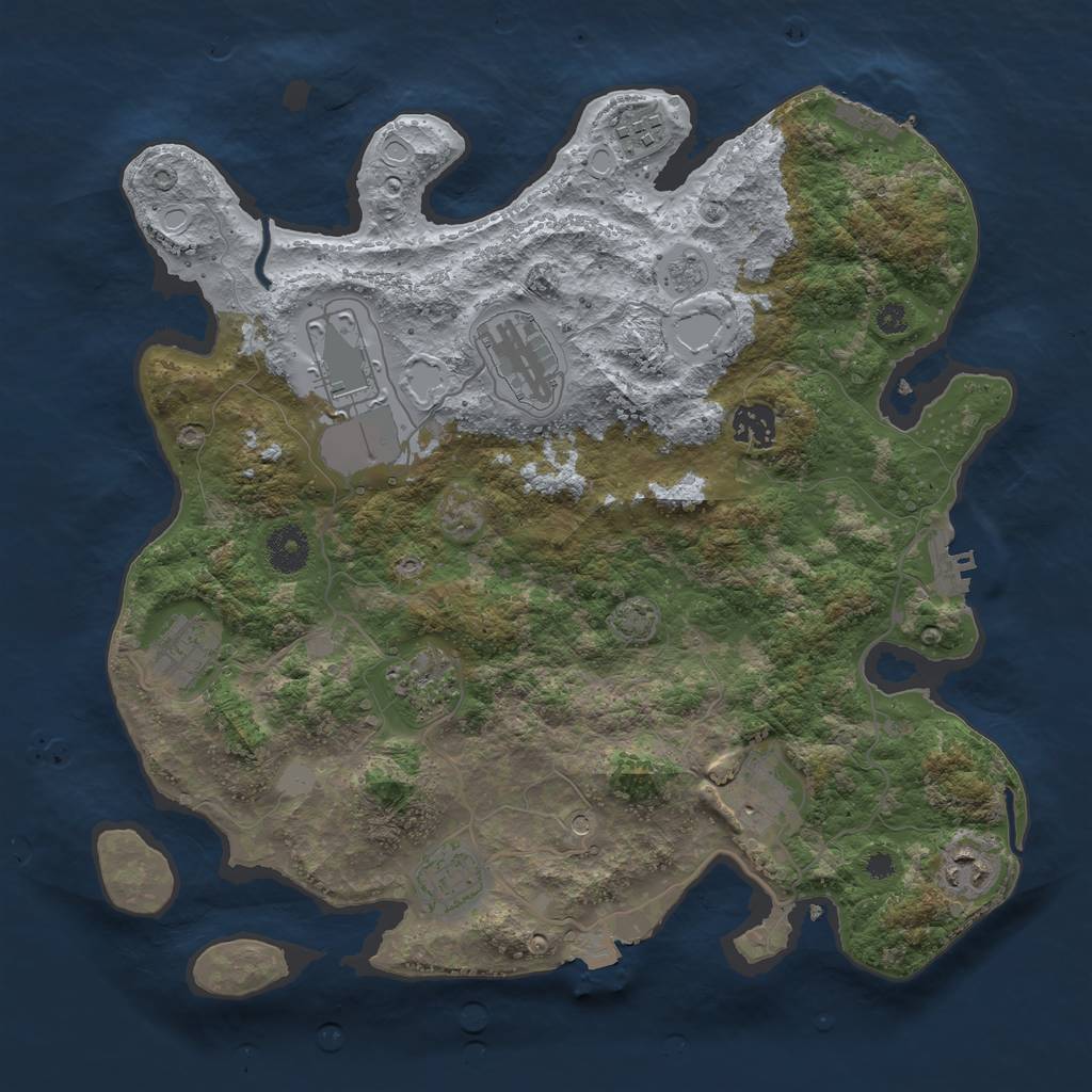 Rust Map: Procedural Map, Size: 3600, Seed: 22305, 17 Monuments