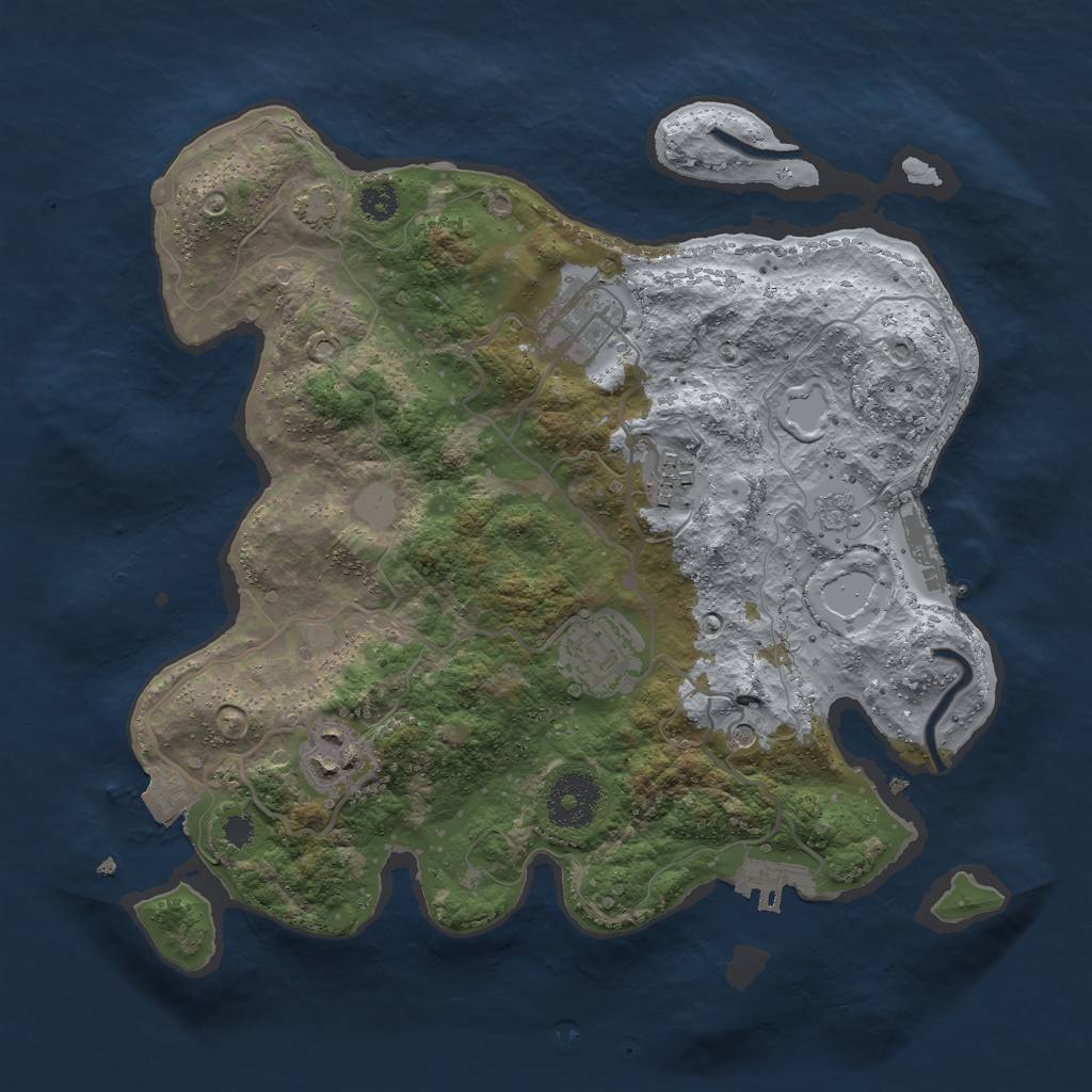 Rust Map: Procedural Map, Size: 3000, Seed: 525580583, 12 Monuments
