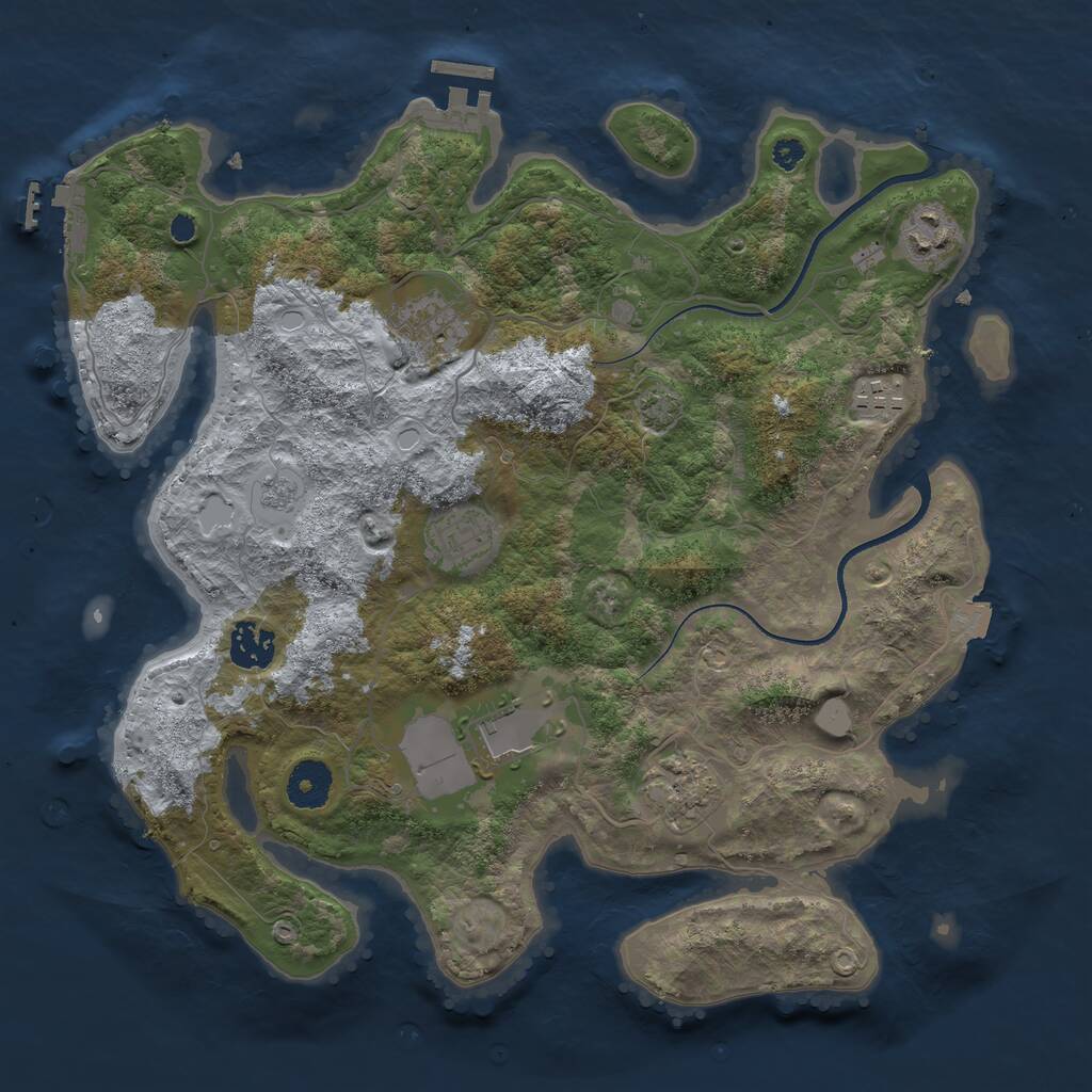 Rust Map: Procedural Map, Size: 3500, Seed: 78854, 12 Monuments