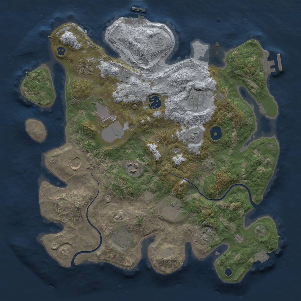 Rust Map: Procedural Map, Size: 3500, Seed: 361298281, 15 Monuments