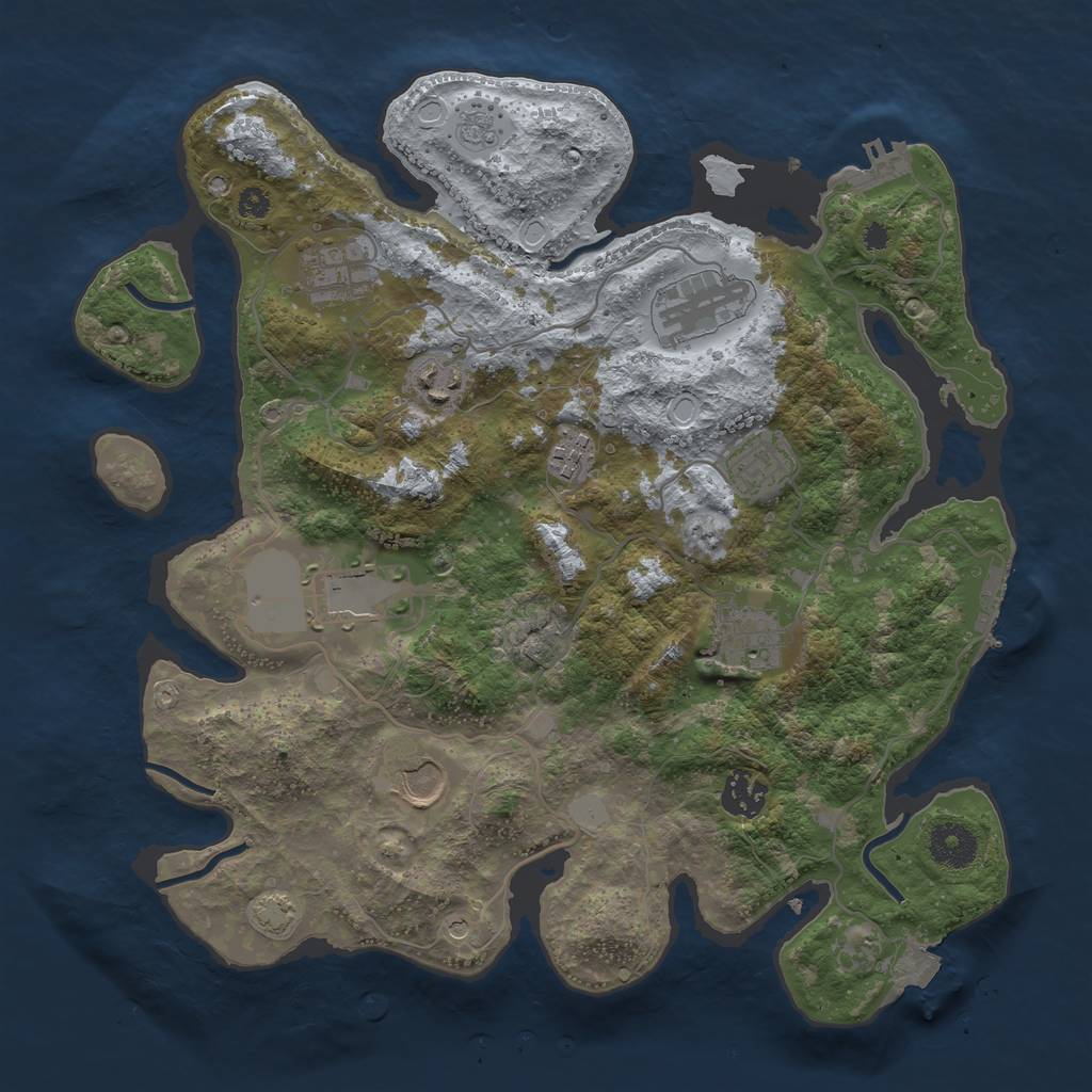 Rust Map: Procedural Map, Size: 3500, Seed: 361298281, 17 Monuments