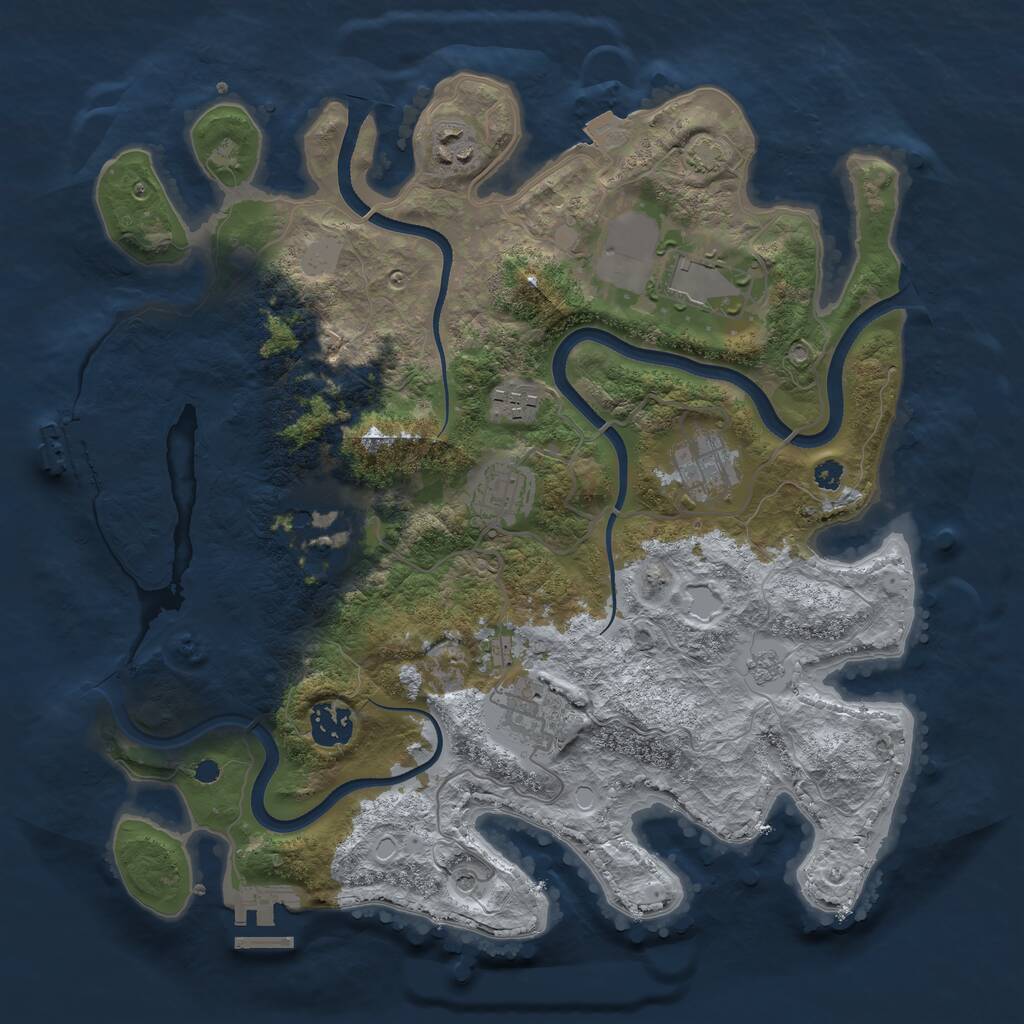 Rust Map: Procedural Map, Size: 3500, Seed: 2128630955, 14 Monuments