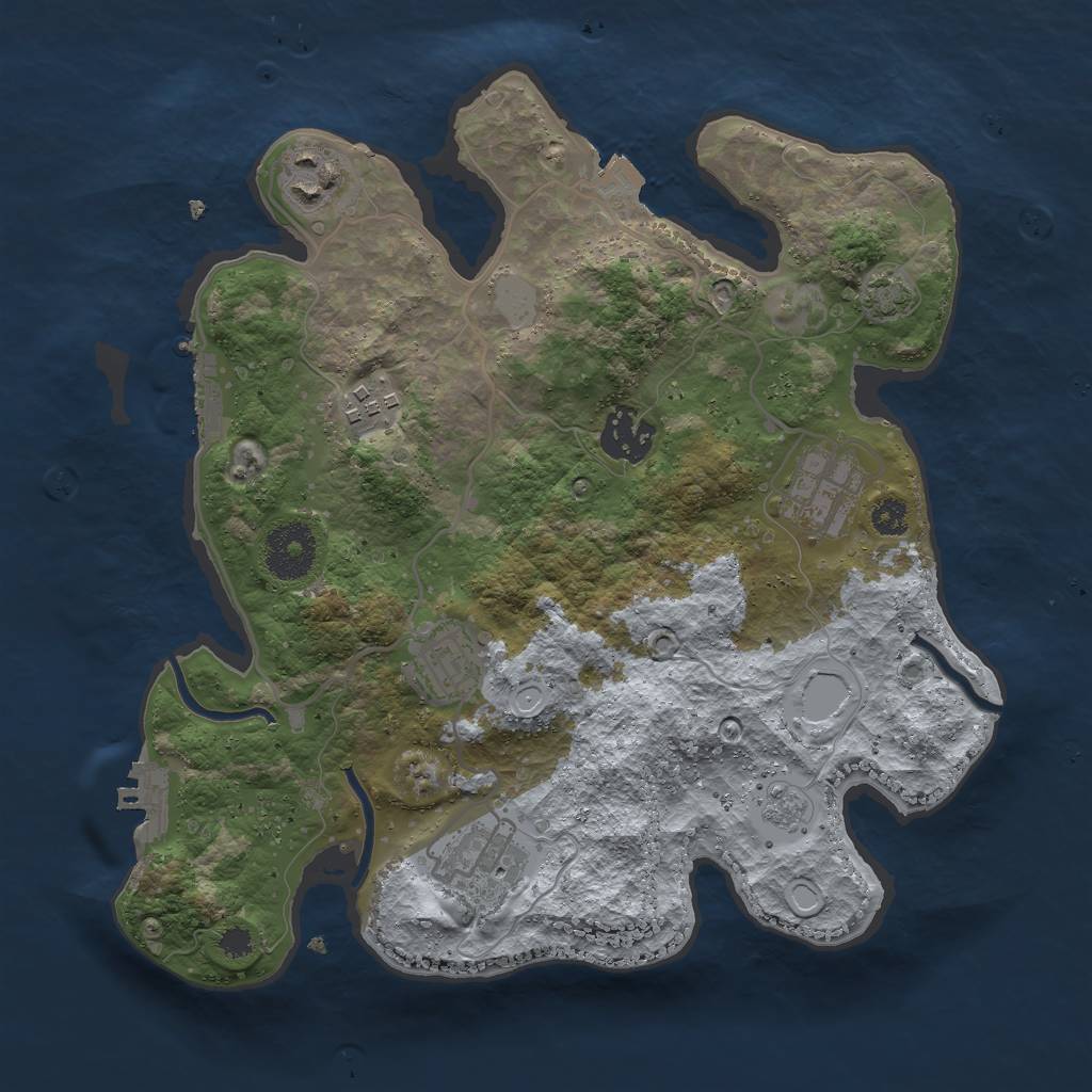 Rust Map: Procedural Map, Size: 3000, Seed: 19250, 13 Monuments