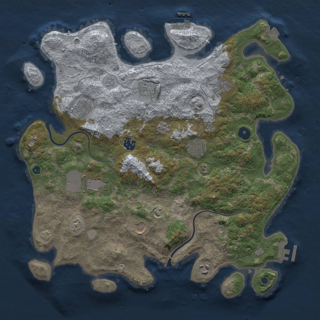 Rust Map: Procedural Map, Size: 3950, Seed: 3687141, 15 Monuments