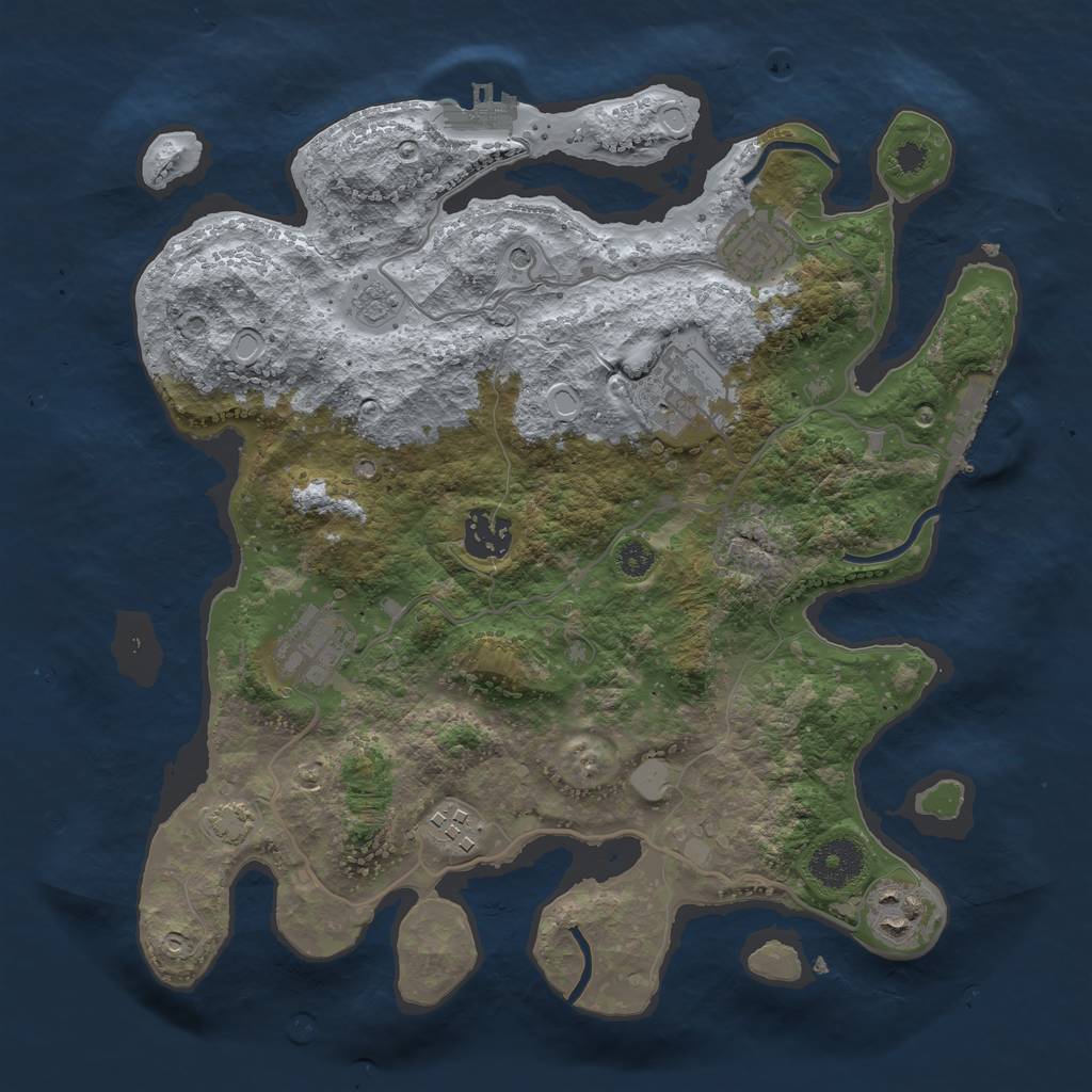 Rust Map: Procedural Map, Size: 3250, Seed: 20528, 14 Monuments