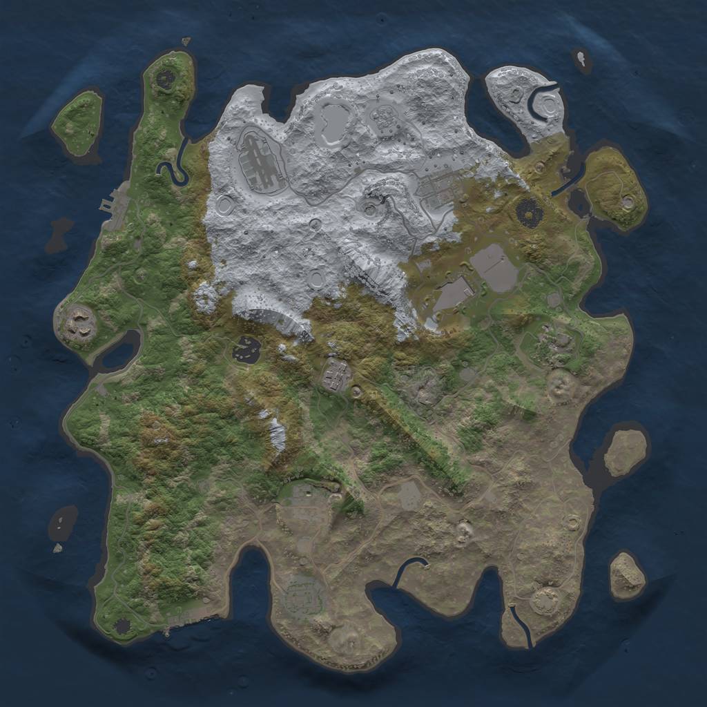 Rust Map: Procedural Map, Size: 3800, Seed: 49623292, 17 Monuments