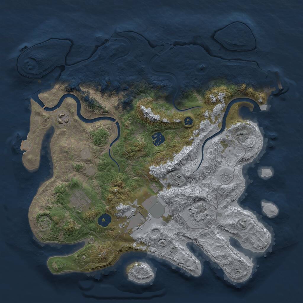 Rust Map: Procedural Map, Size: 3500, Seed: 3183123, 11 Monuments
