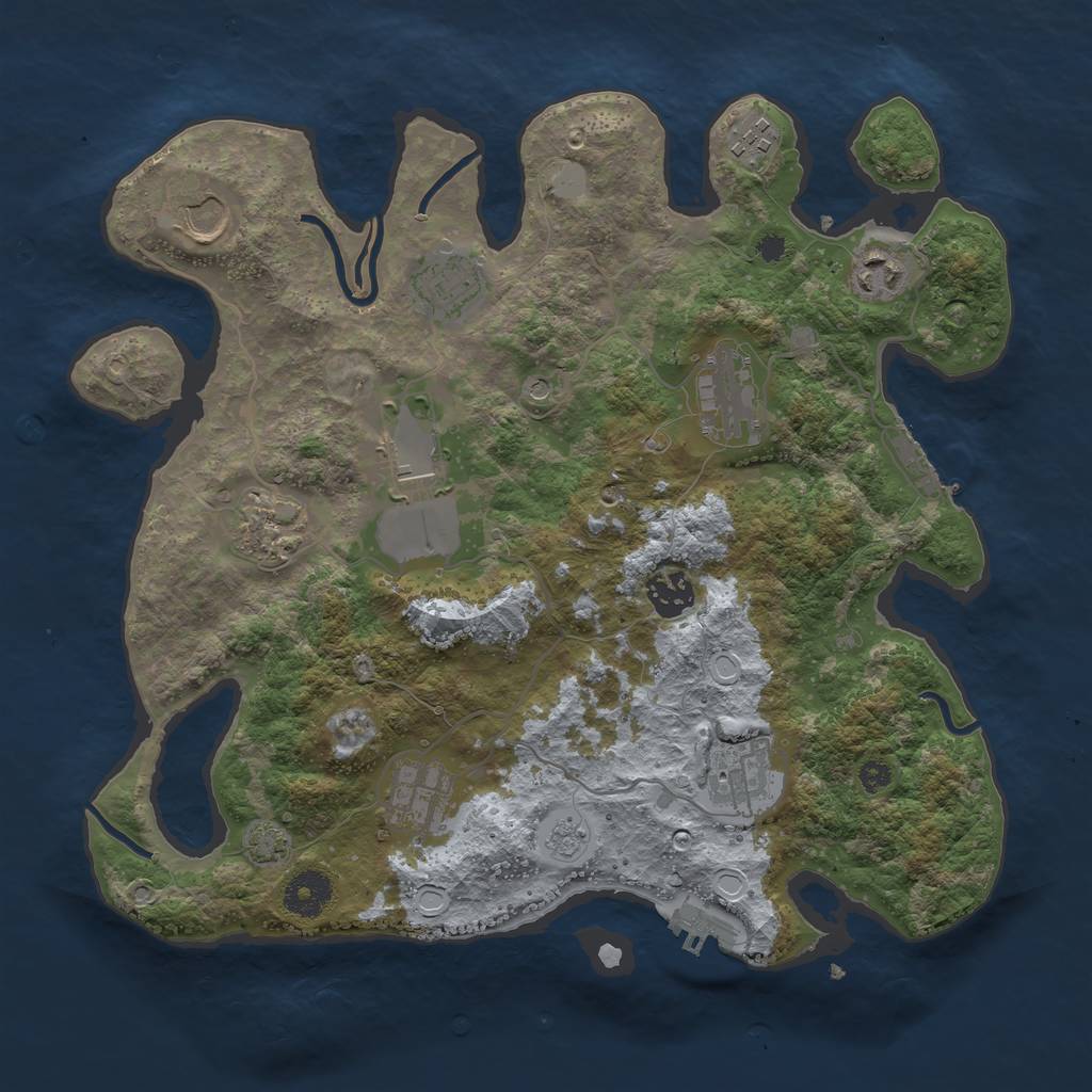 Rust Map: Procedural Map, Size: 3500, Seed: 526166703, 18 Monuments
