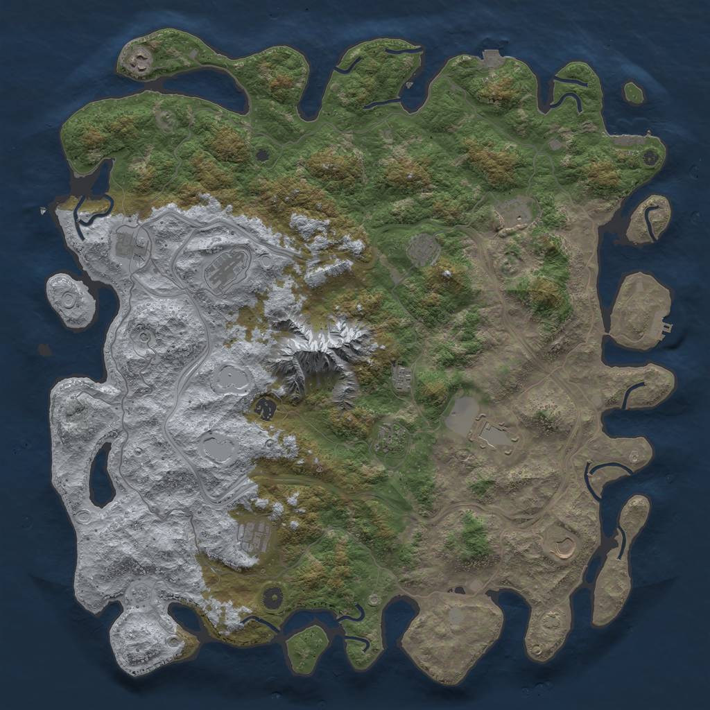 Rust Map: Procedural Map, Size: 5000, Seed: 329187646, 19 Monuments