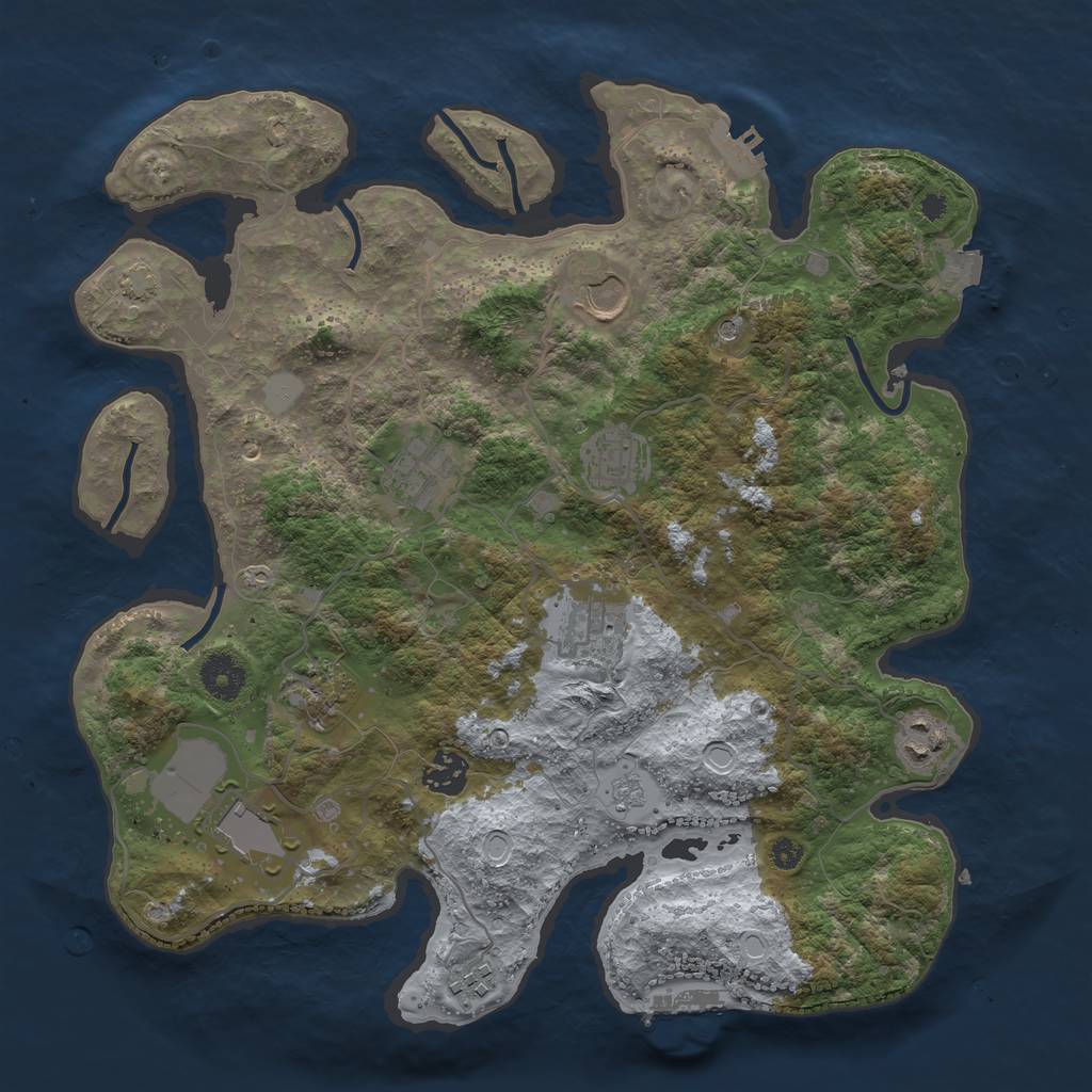 Rust Map: Procedural Map, Size: 3600, Seed: 37055497, 17 Monuments