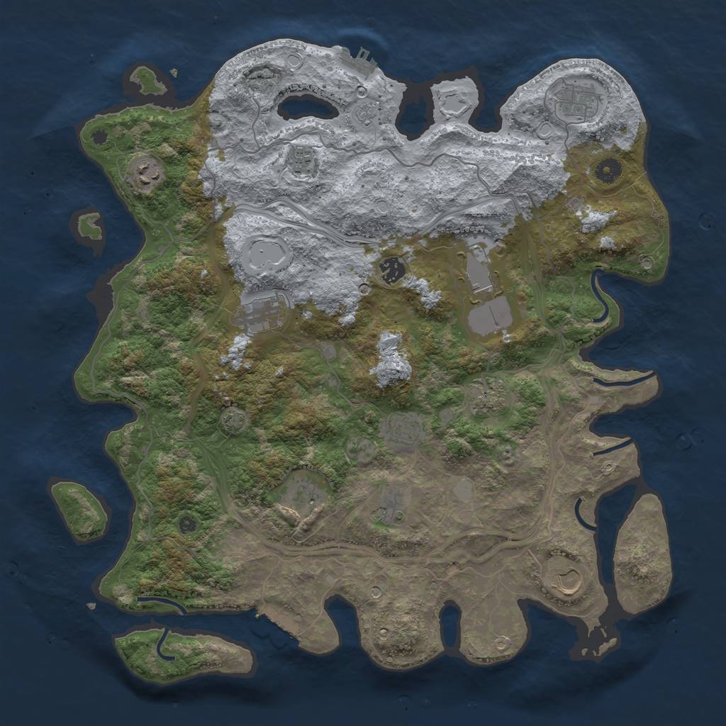 Rust Map: Procedural Map, Size: 4300, Seed: 51070425, 19 Monuments