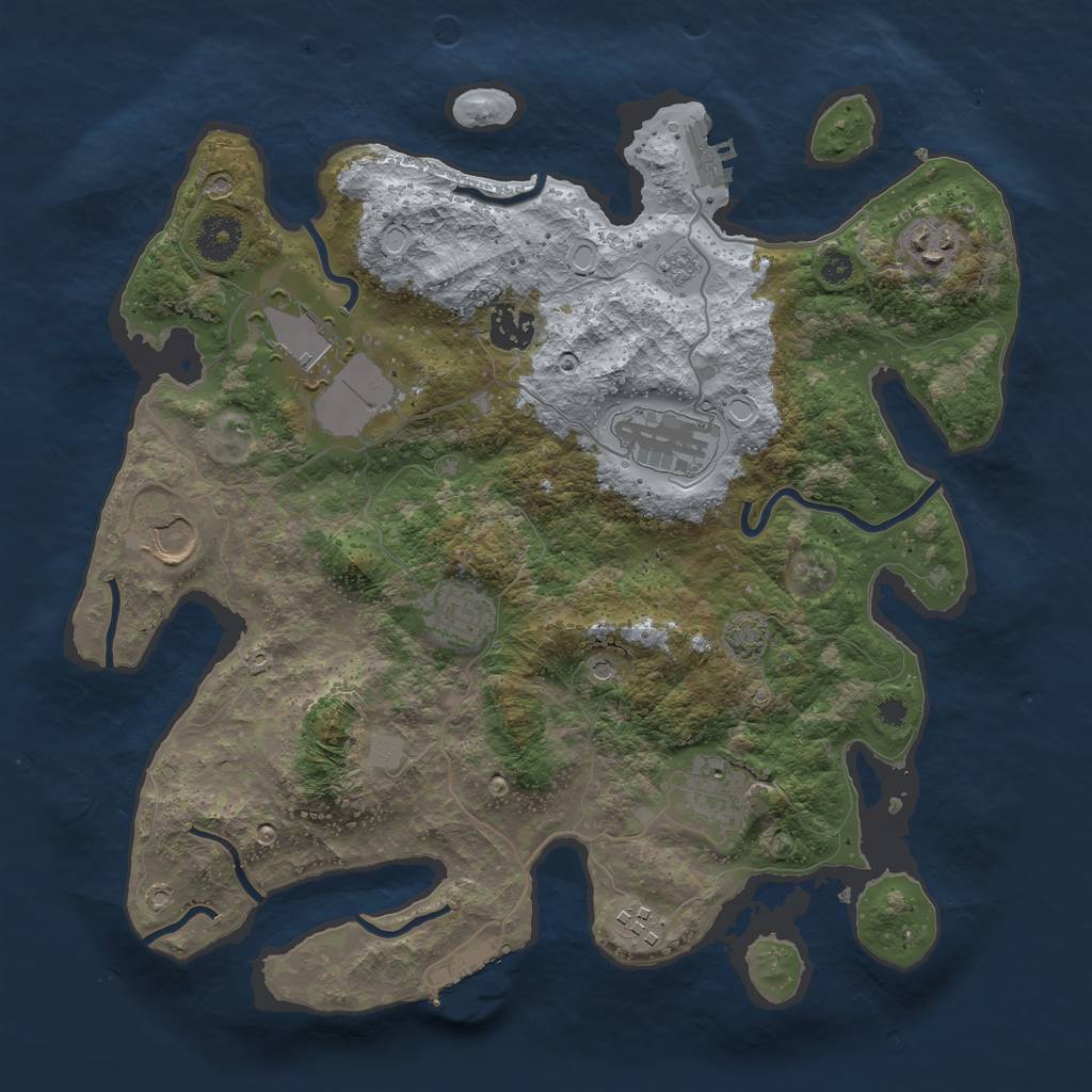 Rust Map: Procedural Map, Size: 3500, Seed: 12694727, 16 Monuments