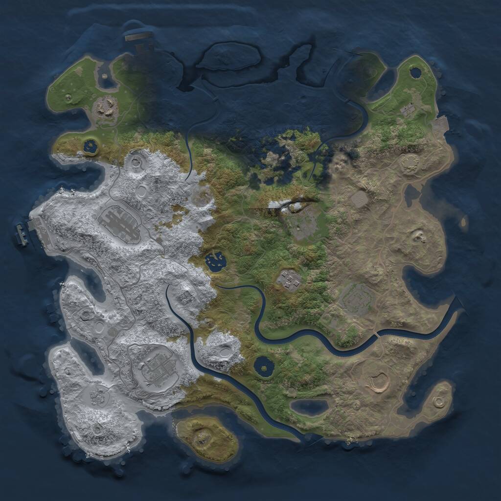 Rust Map: Procedural Map, Size: 3700, Seed: 95950205, 14 Monuments