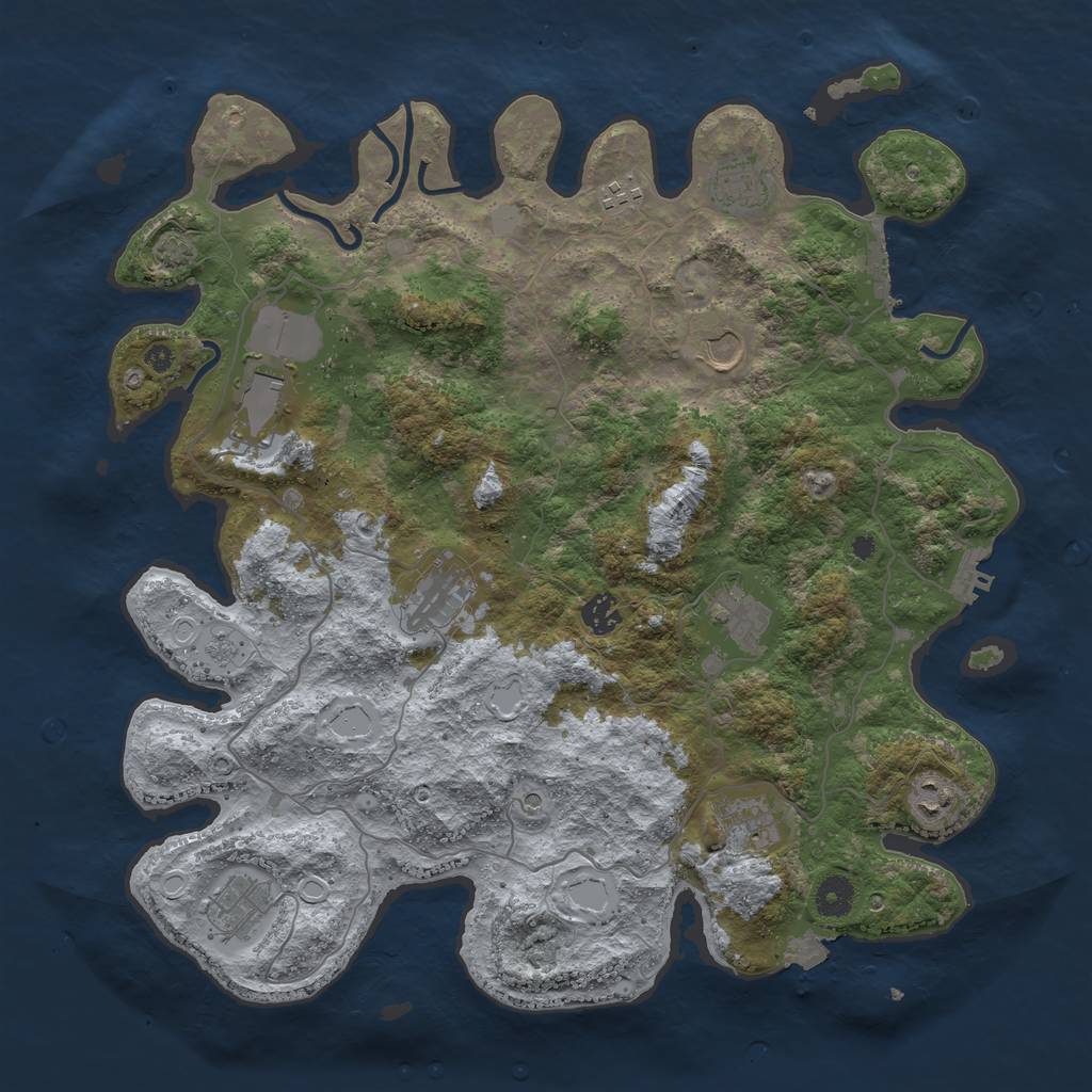 Rust Map: Procedural Map, Size: 4100, Seed: 79001665, 18 Monuments