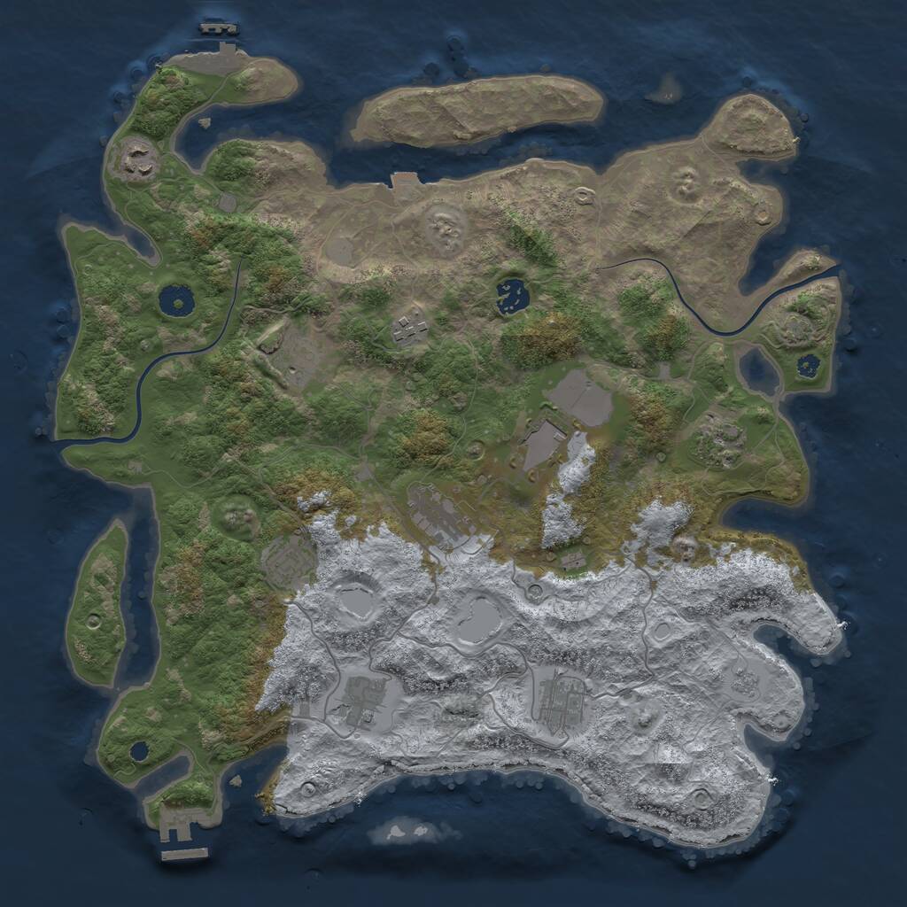 Rust Map: Procedural Map, Size: 3950, Seed: 76960825, 16 Monuments