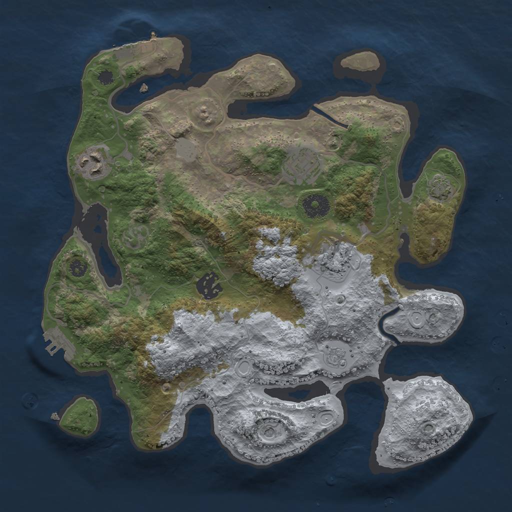 Rust Map: Procedural Map, Size: 3000, Seed: 25707, 12 Monuments