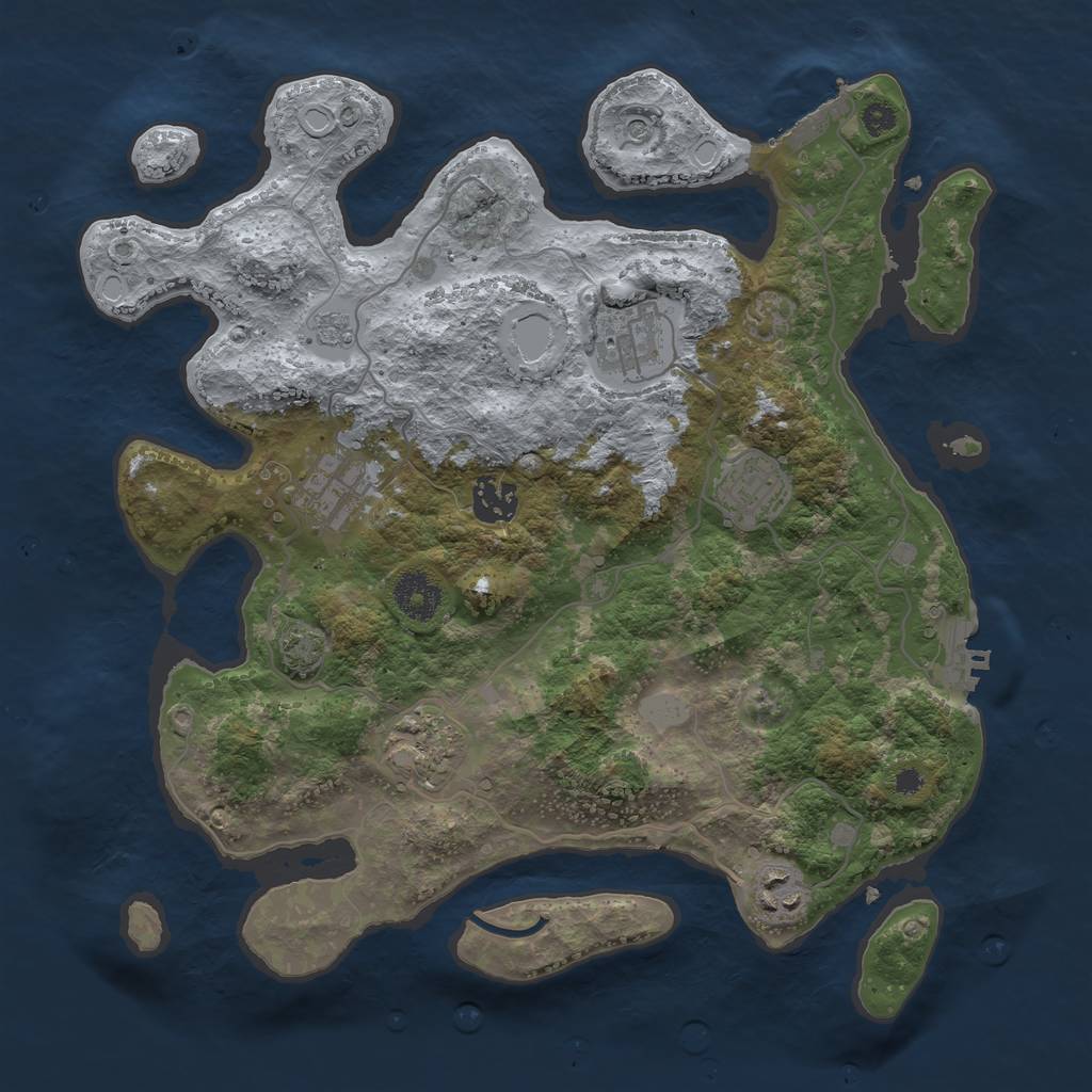 Rust Map: Procedural Map, Size: 3400, Seed: 51350796, 14 Monuments