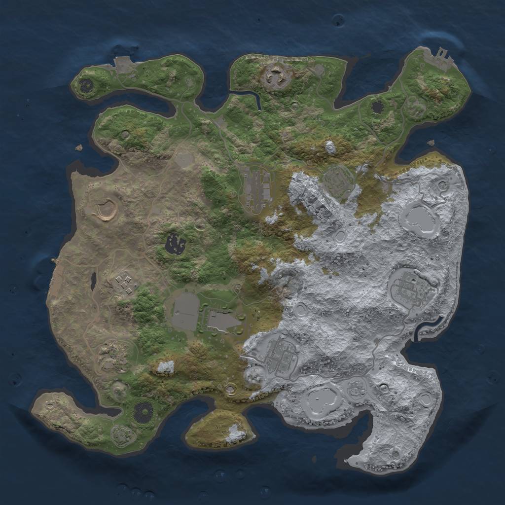 Rust Map: Procedural Map, Size: 3600, Seed: 62041780, 18 Monuments