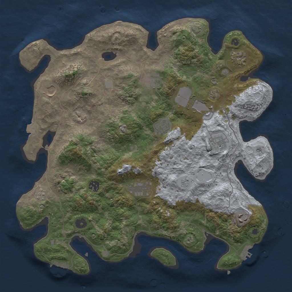 Rust Map: Procedural Map, Size: 4000, Seed: 62827045, 18 Monuments