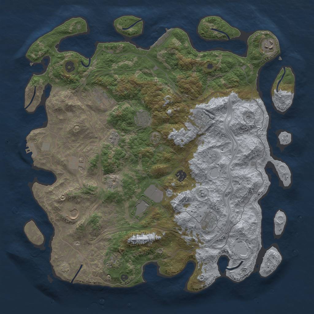 Rust Map: Procedural Map, Size: 4400, Seed: 44647827, 19 Monuments