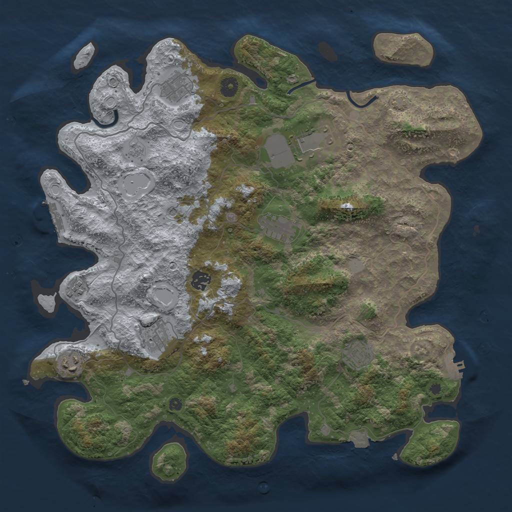 Rust Map: Procedural Map, Size: 4000, Seed: 27612823, 16 Monuments
