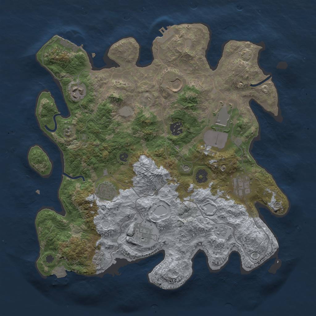 Rust Map: Procedural Map, Size: 3550, Seed: 44872436, 16 Monuments