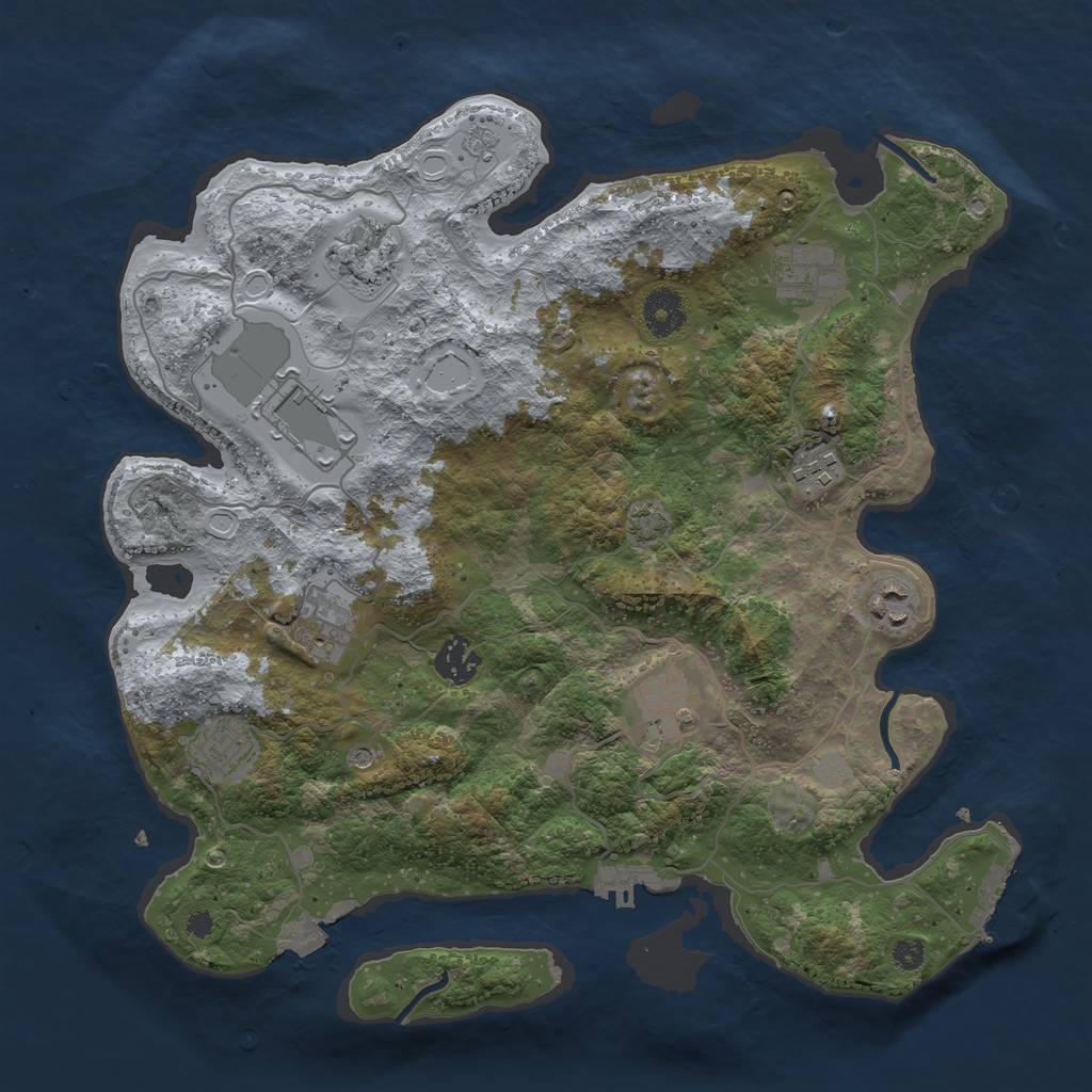 Rust Map: Procedural Map, Size: 3600, Seed: 54662608, 17 Monuments