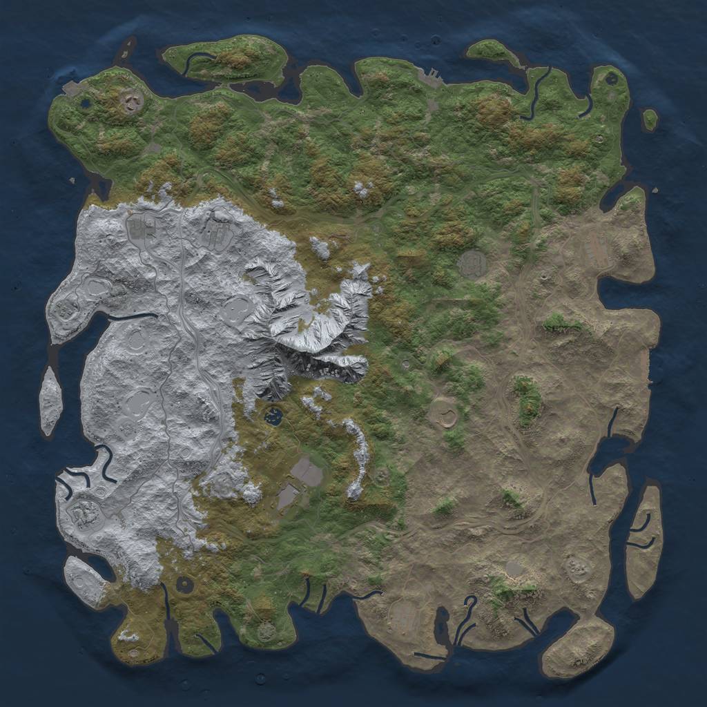 Rust Map: Procedural Map, Size: 6000, Seed: 54865237, 19 Monuments