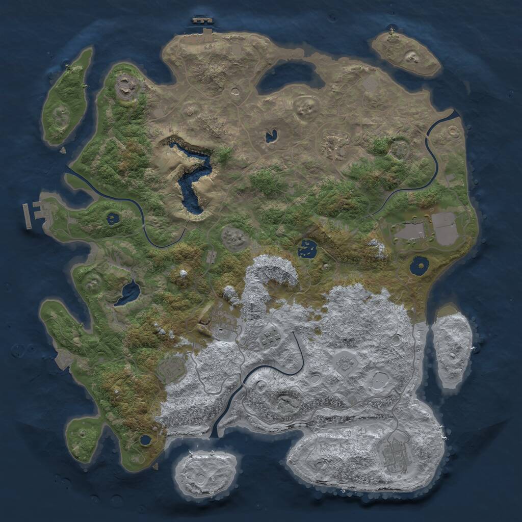 Rust Map: Procedural Map, Size: 4100, Seed: 28698349, 14 Monuments