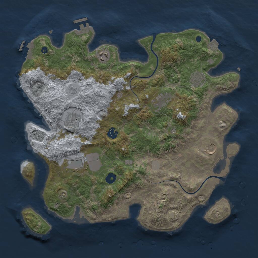 Rust Map: Procedural Map, Size: 3700, Seed: 44463760, 14 Monuments
