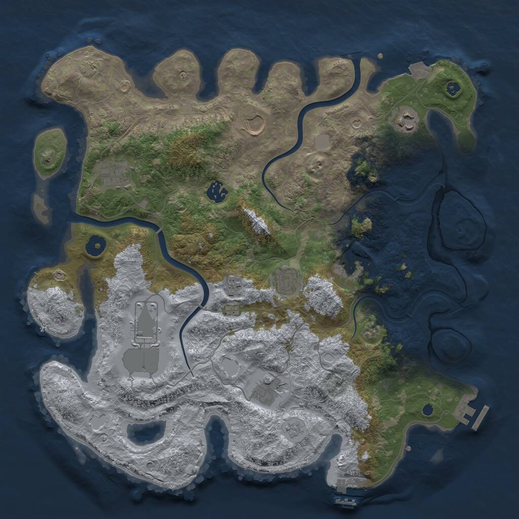 Rust Map: Procedural Map, Size: 3850, Seed: 75799538, 15 Monuments