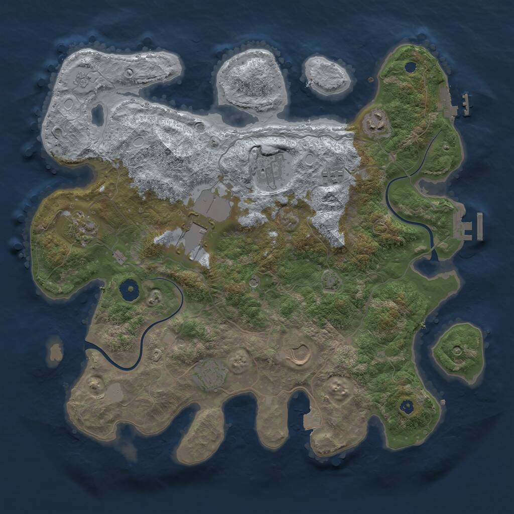 Rust Map: Procedural Map, Size: 3750, Seed: 1170001432, 13 Monuments