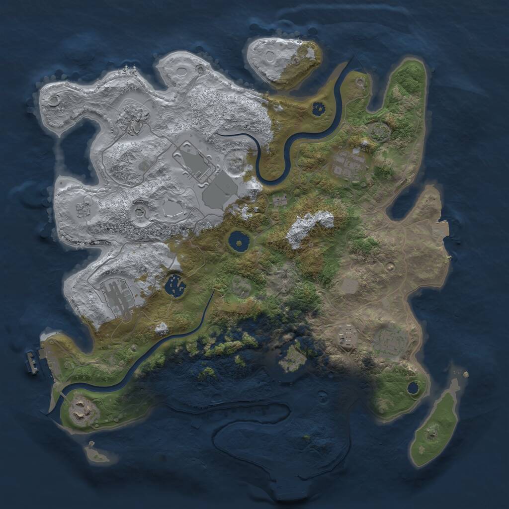 Rust Map: Procedural Map, Size: 3700, Seed: 7712526, 15 Monuments