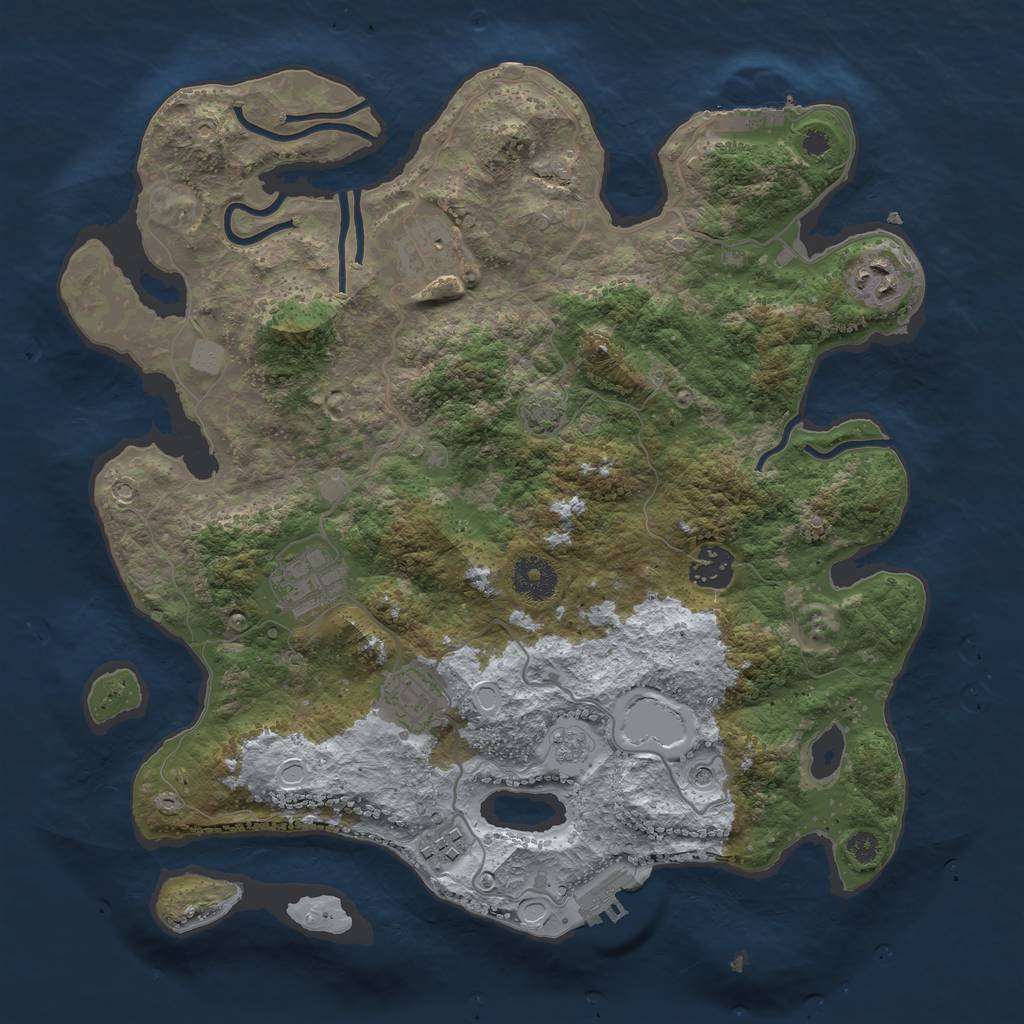 Rust Map: Procedural Map, Size: 3450, Seed: 19250200, 14 Monuments