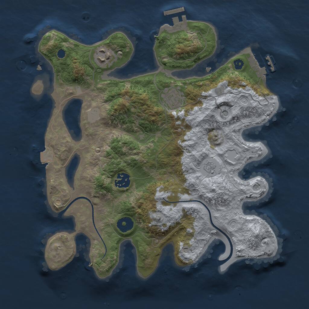 Rust Map: Procedural Map, Size: 3000, Seed: 7391, 8 Monuments