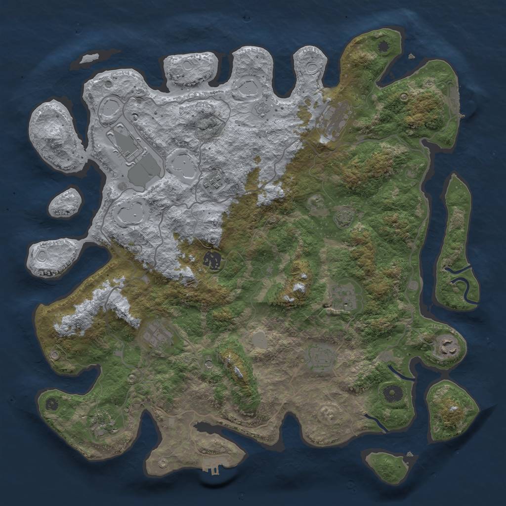 Rust Map: Procedural Map, Size: 4100, Seed: 26866285, 17 Monuments