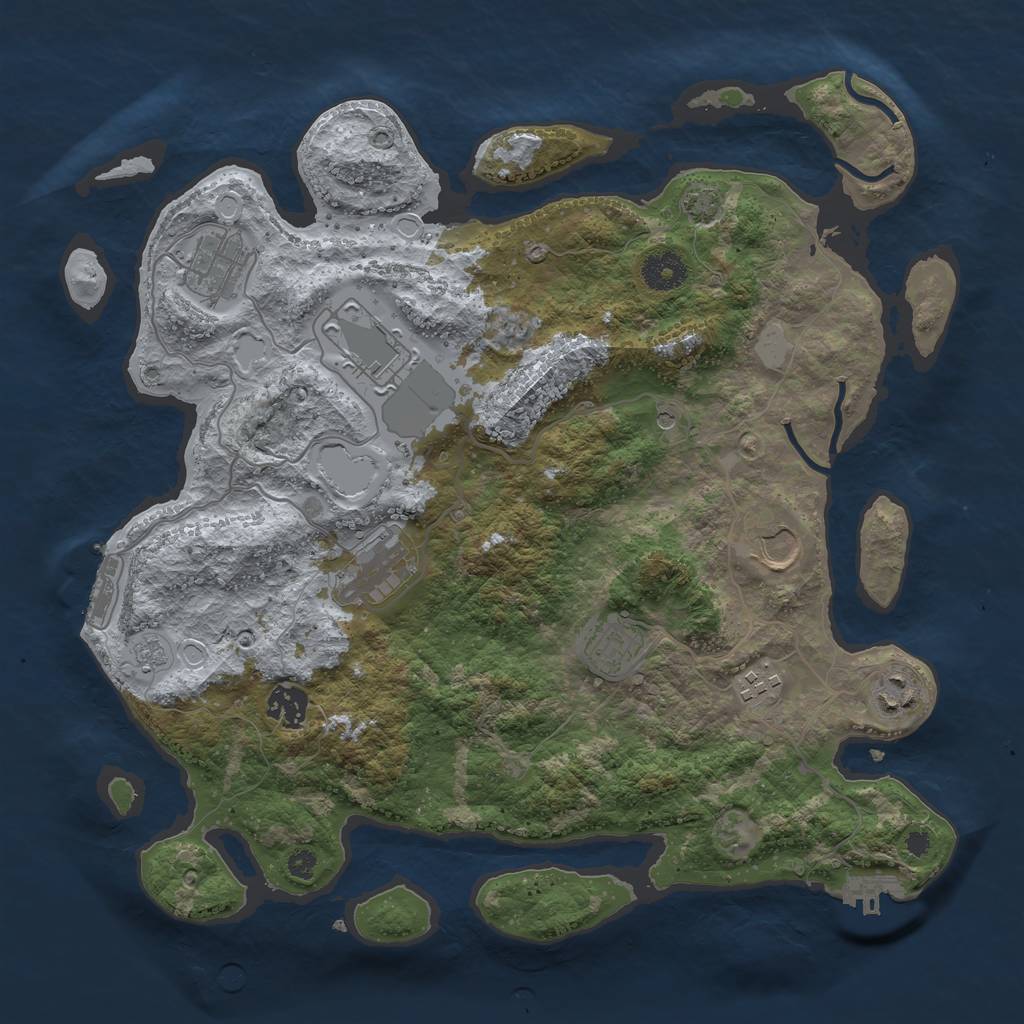 Rust Map: Procedural Map, Size: 3650, Seed: 16385688, 16 Monuments